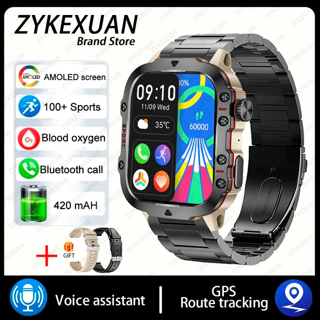 Outdoor Sports Smart Watch – 1.96” AMOLED HD | Bluetooth