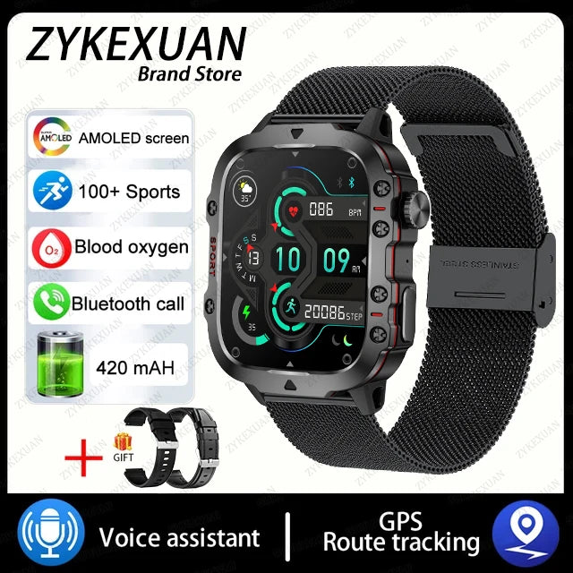 Outdoor Sports Smart Watch – 1.96” AMOLED HD | Bluetooth