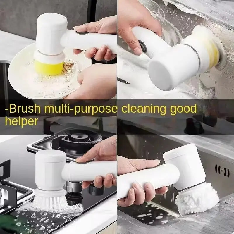 Electric Spin Scrubber – 5-in-1 Power Cleaning Brush for Bathroom, Kitchen & More