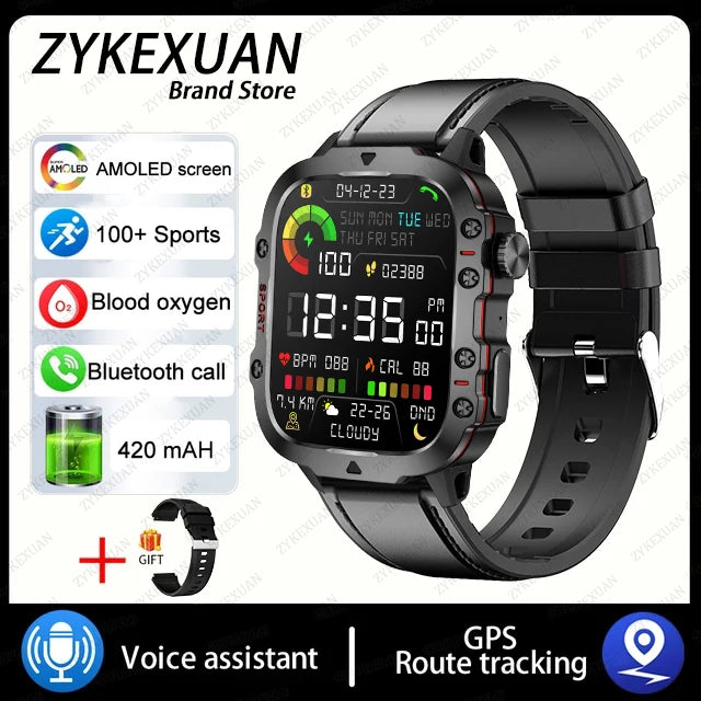 Outdoor Sports Smart Watch – 1.96” AMOLED HD | Bluetooth