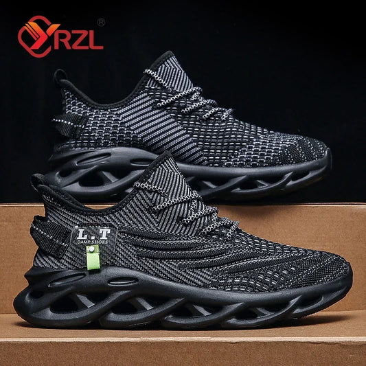 Unisex Lightweight Running Sneakers – Breathable, Shock-Absorbing, Black Mesh Design
