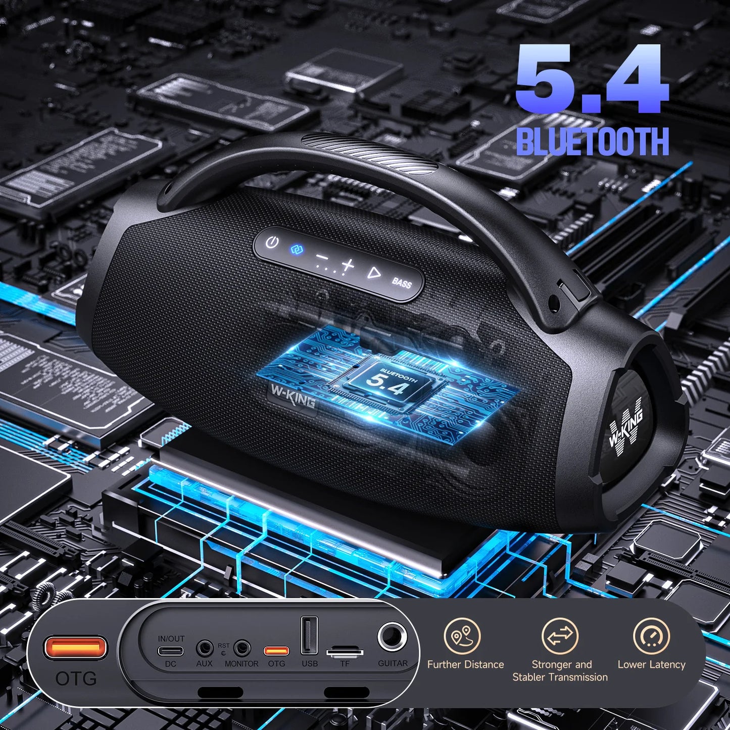 W-KING X20 Portable Bluetooth Speakers, 200W RMS Massive Bass Party Boombox IPX7 Waterproof Loud Outdoor Large Speaker