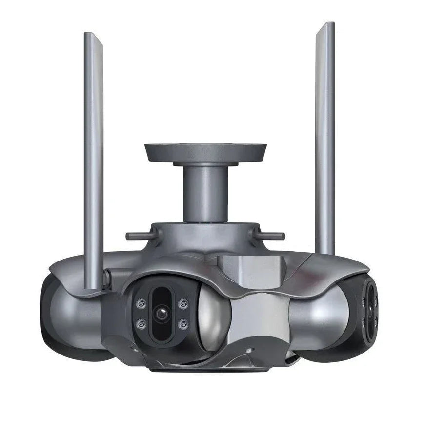 4-Lens PTZ Outdoor WiFi IP Camera – 360° View, Auto Tracking, Color Night Vision, 2-Way Audio
