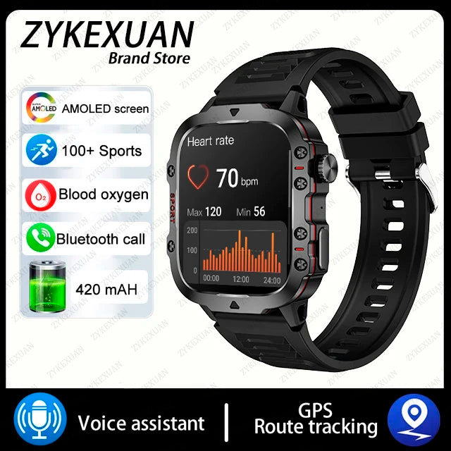 Outdoor Sports Smart Watch – 1.96” AMOLED HD | Bluetooth