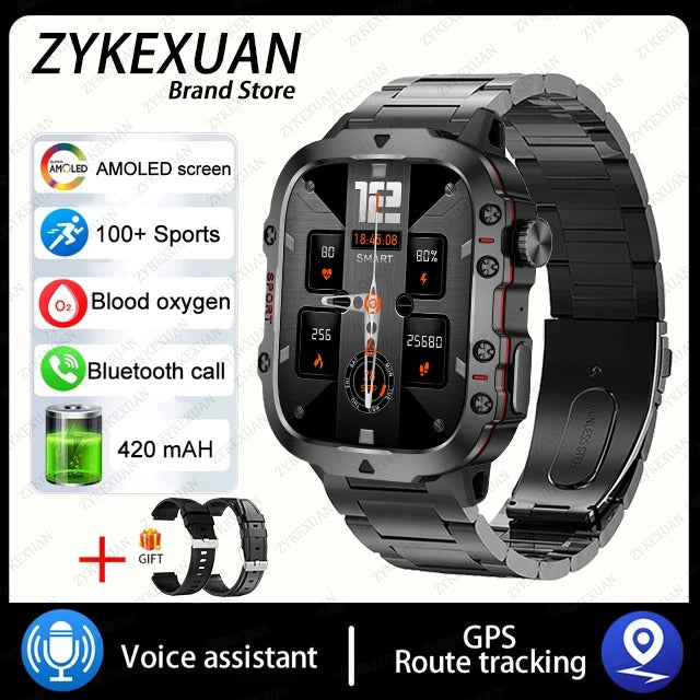 Outdoor Sports Smart Watch – 1.96” AMOLED HD | Bluetooth