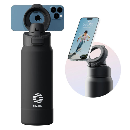 Magnetic Stainless Steel Water Bottle with Phone Holder Thermos