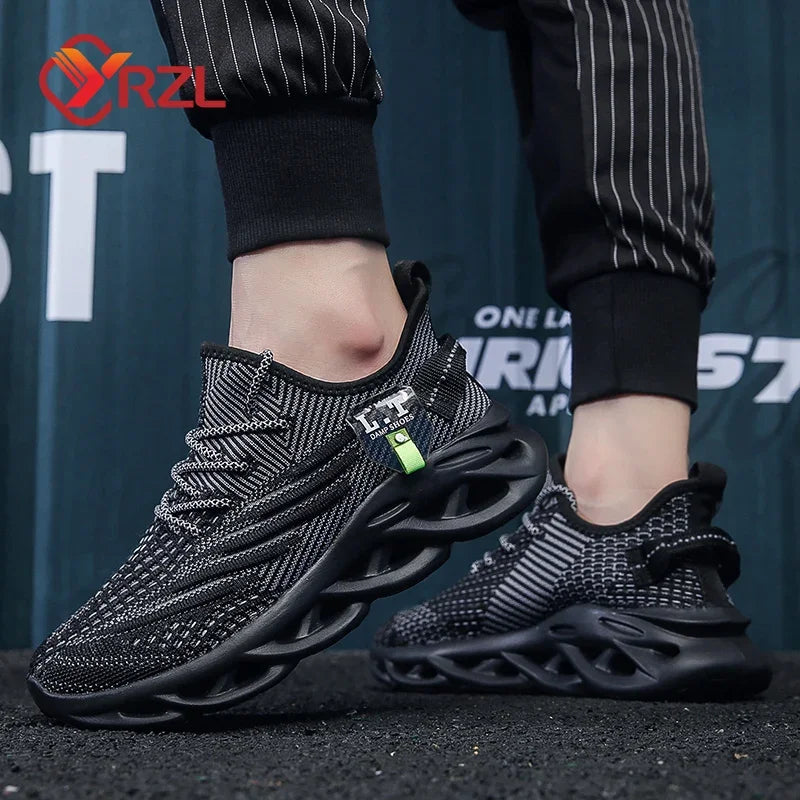 Unisex Lightweight Running Sneakers – Breathable, Shock-Absorbing, Black Mesh Design