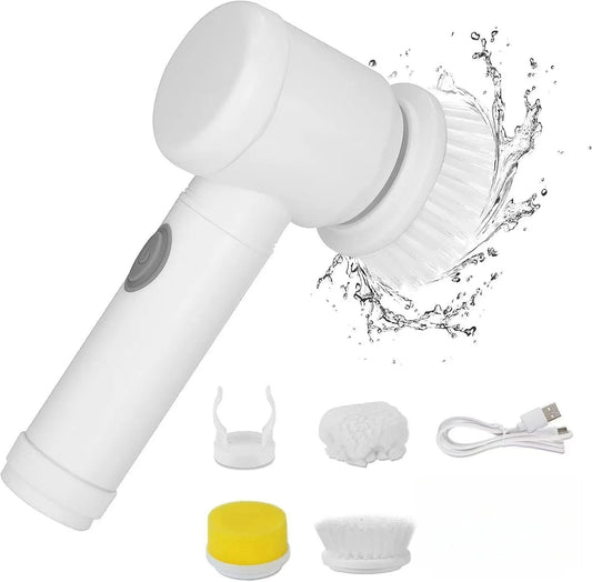 Electric Spin Scrubber – 5-in-1 Power Cleaning Brush for Bathroom, Kitchen & More